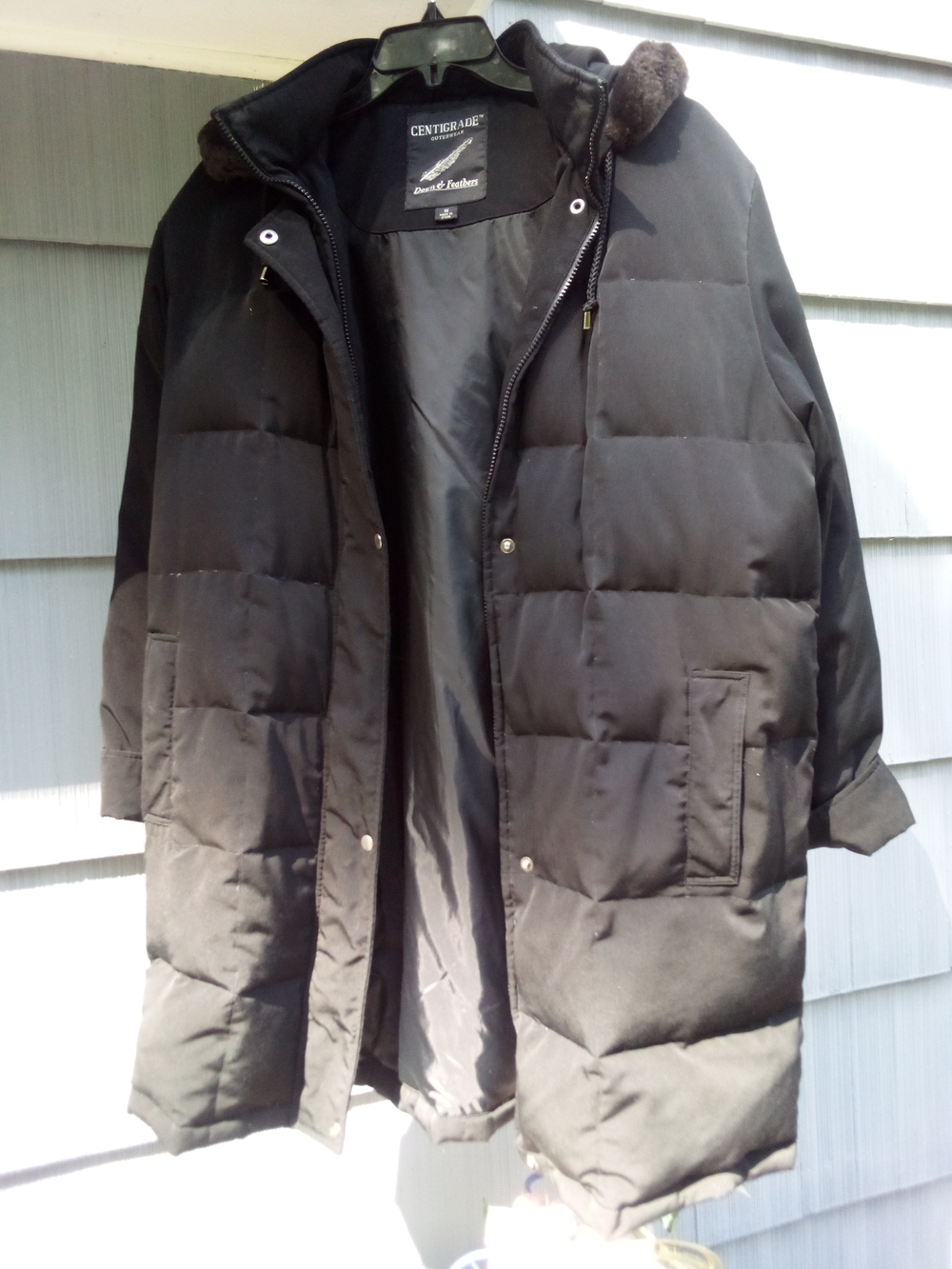 Centigrade Black Down Quilted Winter Coat Knee Length With Hood EUC Sz 1X